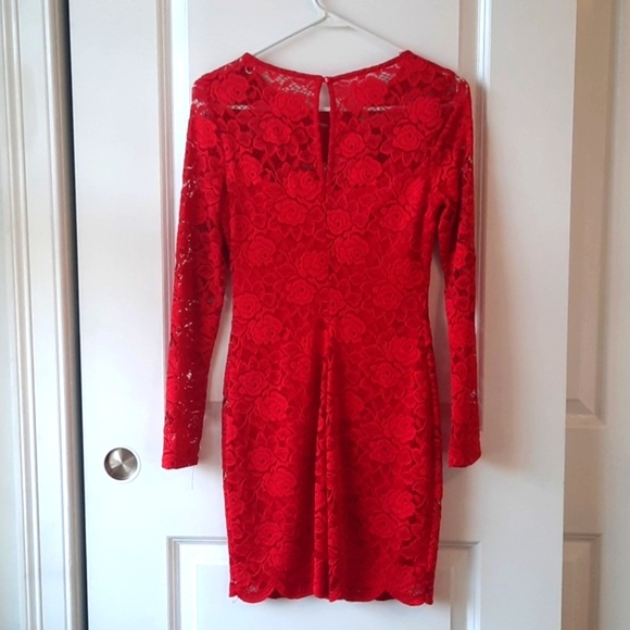 Juniors Red Lace Dress Size Small S - Picture 2 of 7